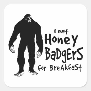 Bigfoot eet Honey Badgers voor Ontbijt Vierkante Sticker