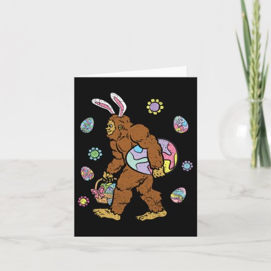 Bigfoot Egg Hunting Easter Bunny Ears Spring Manne Kaart (Voorkant)