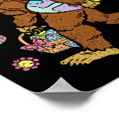 Bigfoot Egg Hunting Easter Bunny Ears Spring Manne Poster (Hoek)
