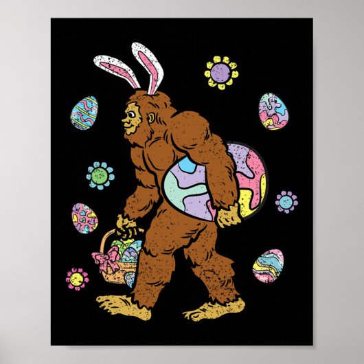 Bigfoot Egg Hunting Easter Bunny Ears Spring Manne Poster (Voorkant)
