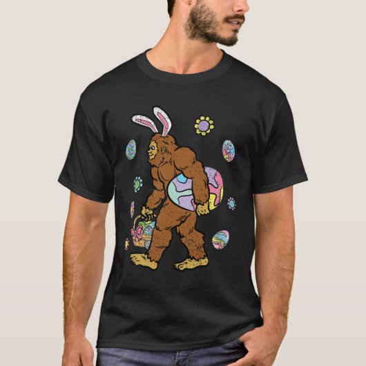 Bigfoot Egg Hunting Easter Bunny Ears Spring Manne T-shirt (Voorkant)