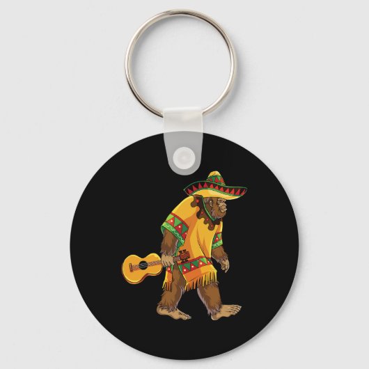 Bigfoot El Squatcho Cinco De Mayo Mexican Poncho S Sleutelhanger (Voorkant)