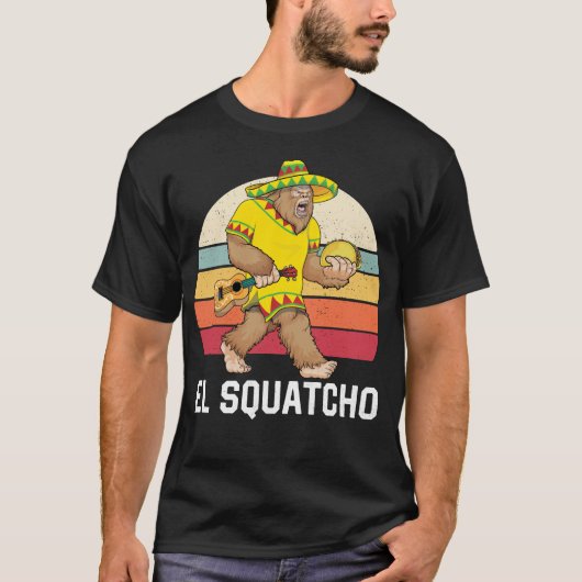 Bigfoot El Squatcho Cinco de Mayo Mexican Poncho S T-shirt (Voorkant)