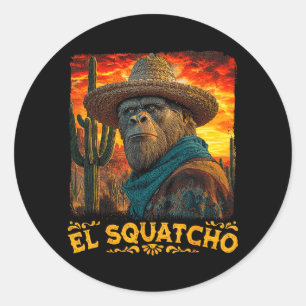 Bigfoot El Squatcho Sasquatch Mexicaans Cinco de Ronde Sticker