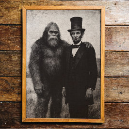Bigfoot en Abraham Lincoln Vintage Wall Art Print