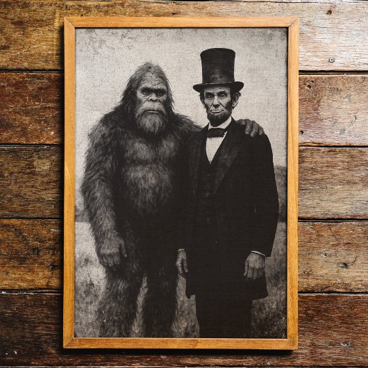 Bigfoot en Abraham Lincoln Vintage Wall Art Print