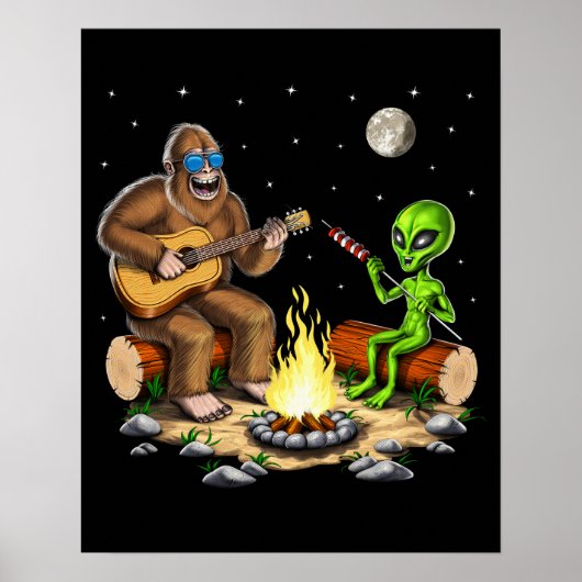 Bigfoot en Alien Camping Poster (Voorkant)