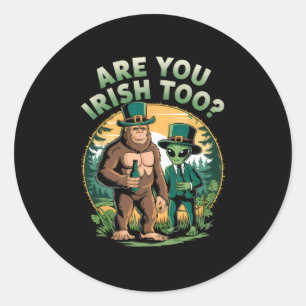 Bigfoot en Alien Drink biergrappig St. Patricks Ronde Sticker