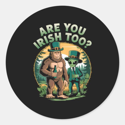 Bigfoot en Alien Drink biergrappig St. Patricks Ronde Sticker (Voorkant)