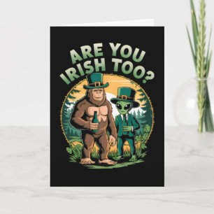Bigfoot en Alien Drinken Bier Grappige St. Patrick Kaart