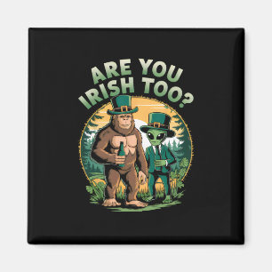 Bigfoot en Alien Drinken Bier Grappige St. Patrick Magneet