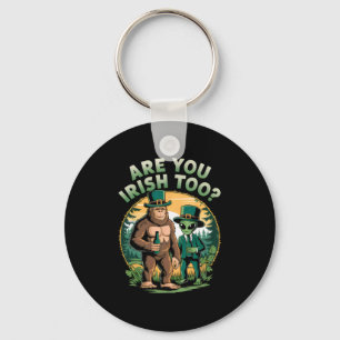 Bigfoot en Alien Drinken Bier Grappige St. Patrick Sleutelhanger