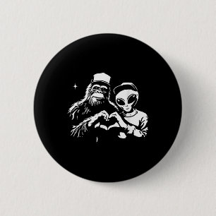Bigfoot en Alien Heart Hands Funny Valentijns Big Ronde Button 5,7 Cm