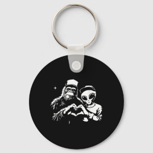 Bigfoot en Alien Heart Hands Funny Valentijns Big Sleutelhanger