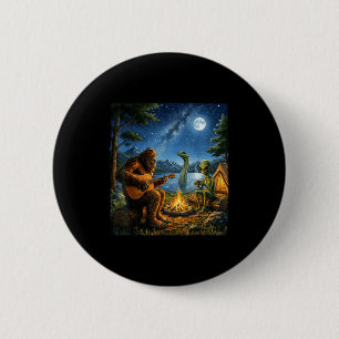 Bigfoot en Alien Loch Ness Kampvuur Sasquatch Pret Ronde Button 5,7 Cm