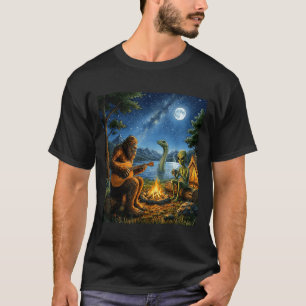 Bigfoot En Alien Loch Ness Kampvuur Sasquatch Pret T-shirt