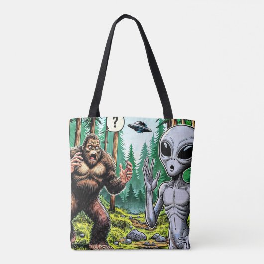Bigfoot en buitenaardse Humor Tote Bag (Achterkant)