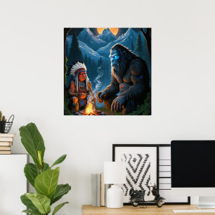 Bigfoot en Chief Moonlit Forest Gatherin Poster
