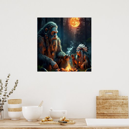 Bigfoot en Chief Moonlit Forest Poster (Keuken)