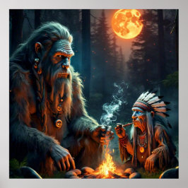 Bigfoot en Chief Moonlit Forest Poster