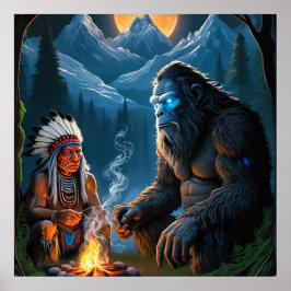 Bigfoot en Chief Moonlit Forest Poster