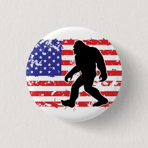 Bigfoot en de Amerikaanse vlag Ronde Button 3,2 Cm