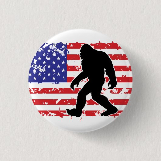Bigfoot en de Amerikaanse vlag Ronde Button 3,2 Cm (Voorkant)
