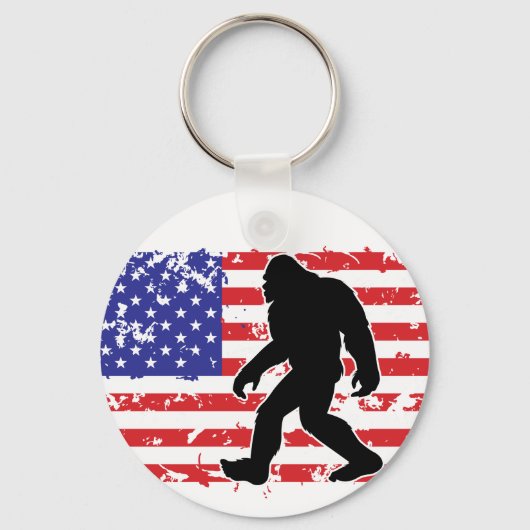 Bigfoot en de Amerikaanse vlag Sleutelhanger (Voorkant)