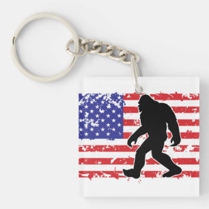 Bigfoot en de Amerikaanse vlag Sleutelhanger
