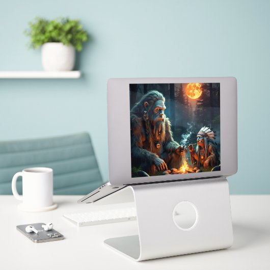 Bigfoot en de belangrijkste maanverlichte bosbijee sticker (Laptop op bureau)