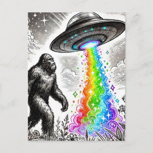 Bigfoot en de Rainbow UFO Briefkaart (Voorkant)