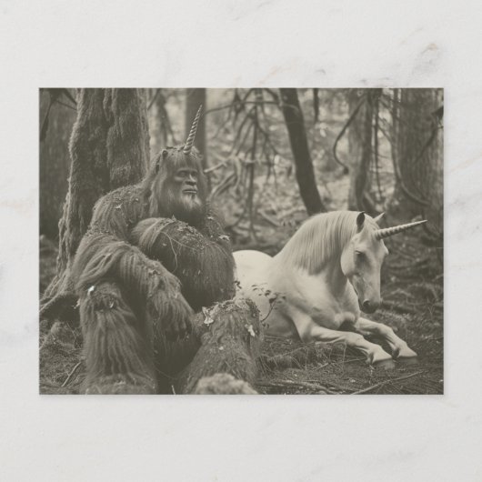 Bigfoot en een Unicorn Fotografie Briefkaart (Voorkant)