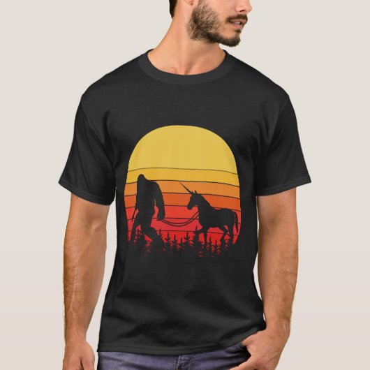 Bigfoot en eenhoorn silhouet t-shirt (Voorkant)