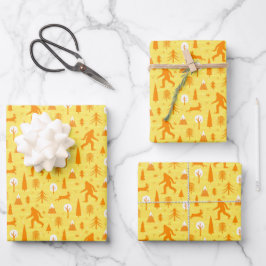 Bigfoot en Jackalope in het bos patroon YelOrg Inpakpapier Vel