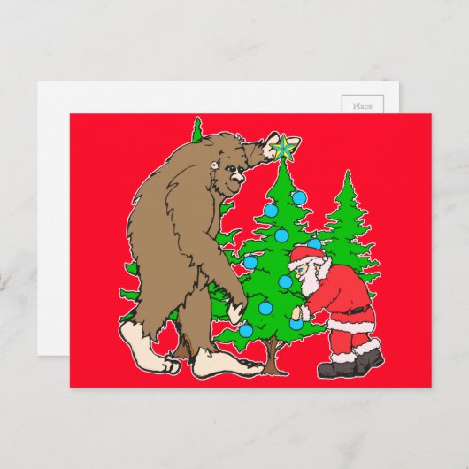 Bigfoot en Kerstmis Feestdagenkaart (Voorkant / Achterkant)