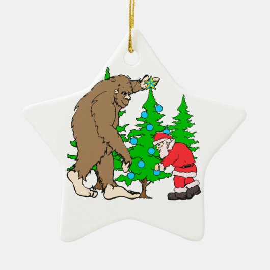 Bigfoot en Kerstmis Keramisch Ornament (Voorkant)