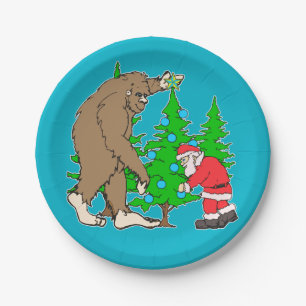 Bigfoot en Kerstmis Papieren Bordje
