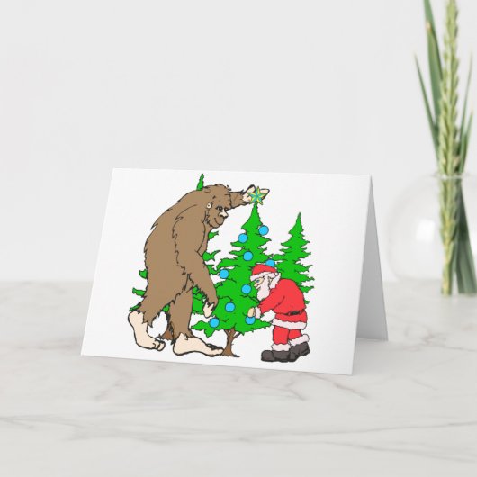 Bigfoot en Kerstmis van de Kerstman Feestdagen Kaart (Voorkant)