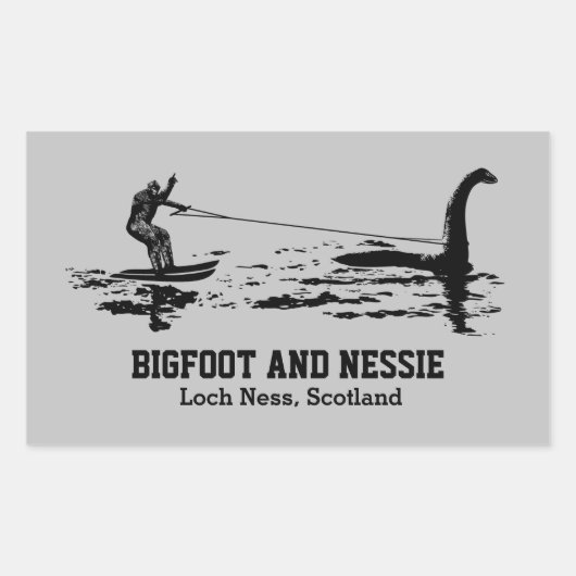 Bigfoot en Nessie Loch Ness Gepersonaliseerde Teks Rechthoekige Sticker (Voorkant)