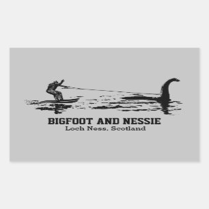 Bigfoot en Nessie Loch Ness Gepersonaliseerde Teks Rechthoekige Sticker