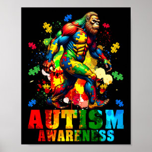 Bigfoot en puzzelstukjes Autisme Bewustzijnsdag AU Poster