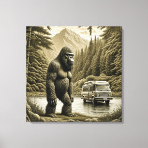  Bigfoot en RV Camper Canvas Afdruk