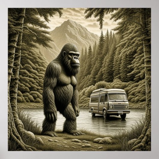  Bigfoot en RV Camper Poster (Voorkant)