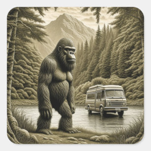 Bigfoot en RV Camper Vierkante Sticker