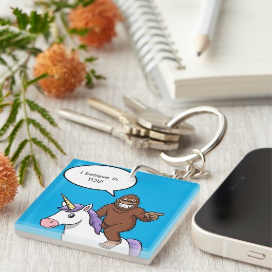 Bigfoot en Unicorn geloven in jou Sleutelhanger (Voorkant Rechts)