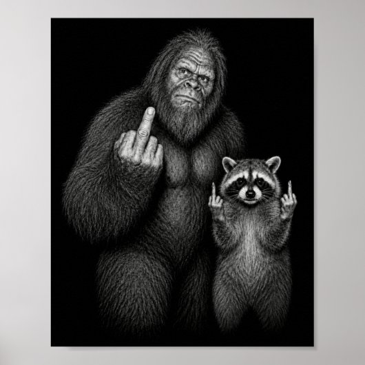 Bigfoot en wasbeer middelvinger poster (Voorkant)