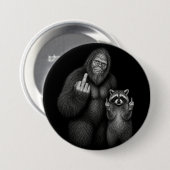 Bigfoot en wasbeer middelvinger ronde button 7,6 cm (Voorkant /achterkant)