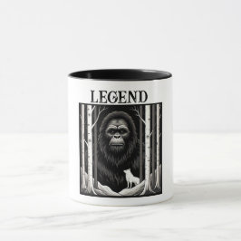 Bigfoot en witte wolf in berkenbos mok