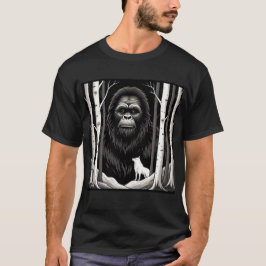Bigfoot en witte wolf in berkenbos t-shirt