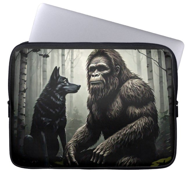 Bigfoot en Wolf Laptop Sleeve (Voorkant)